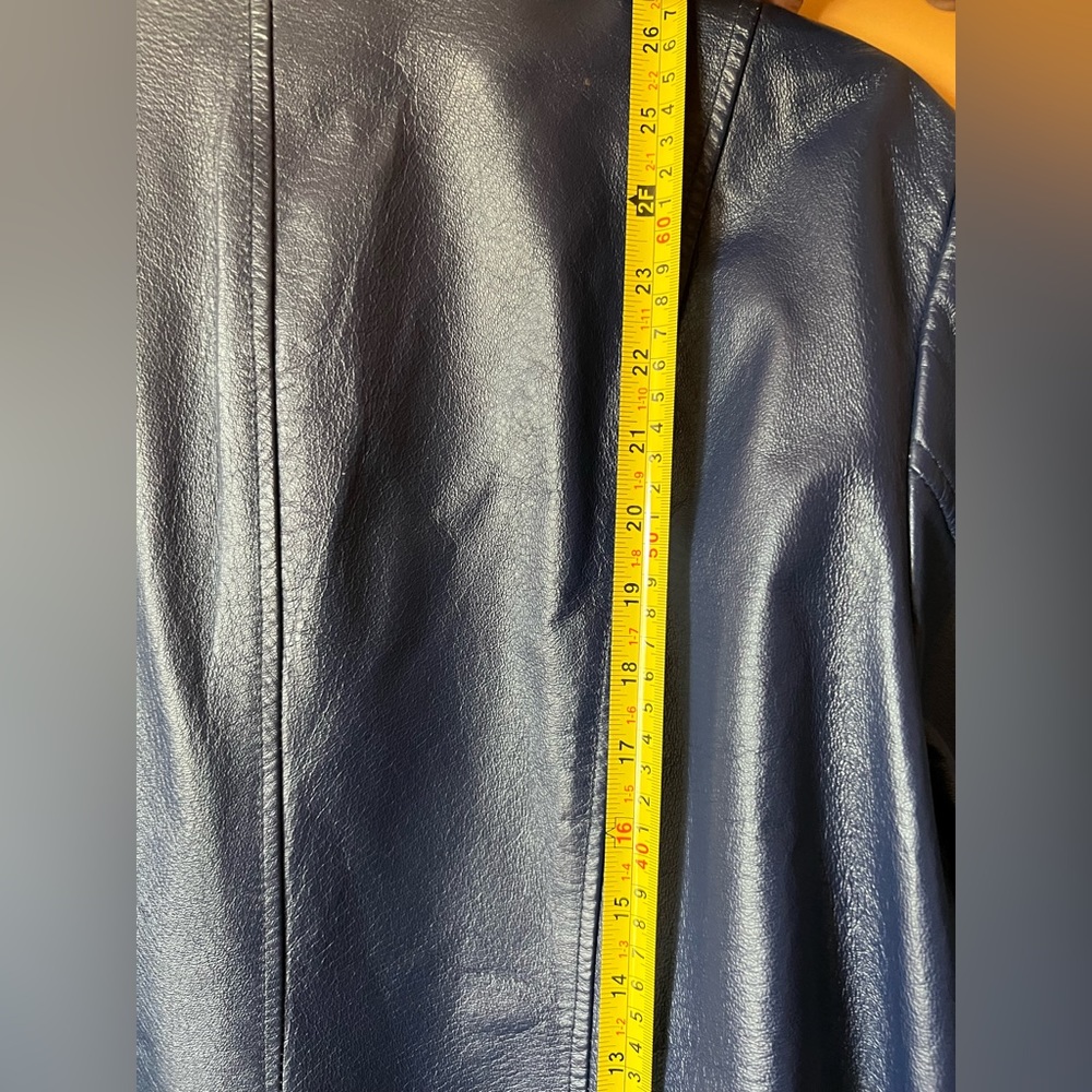 Blue leather jacket